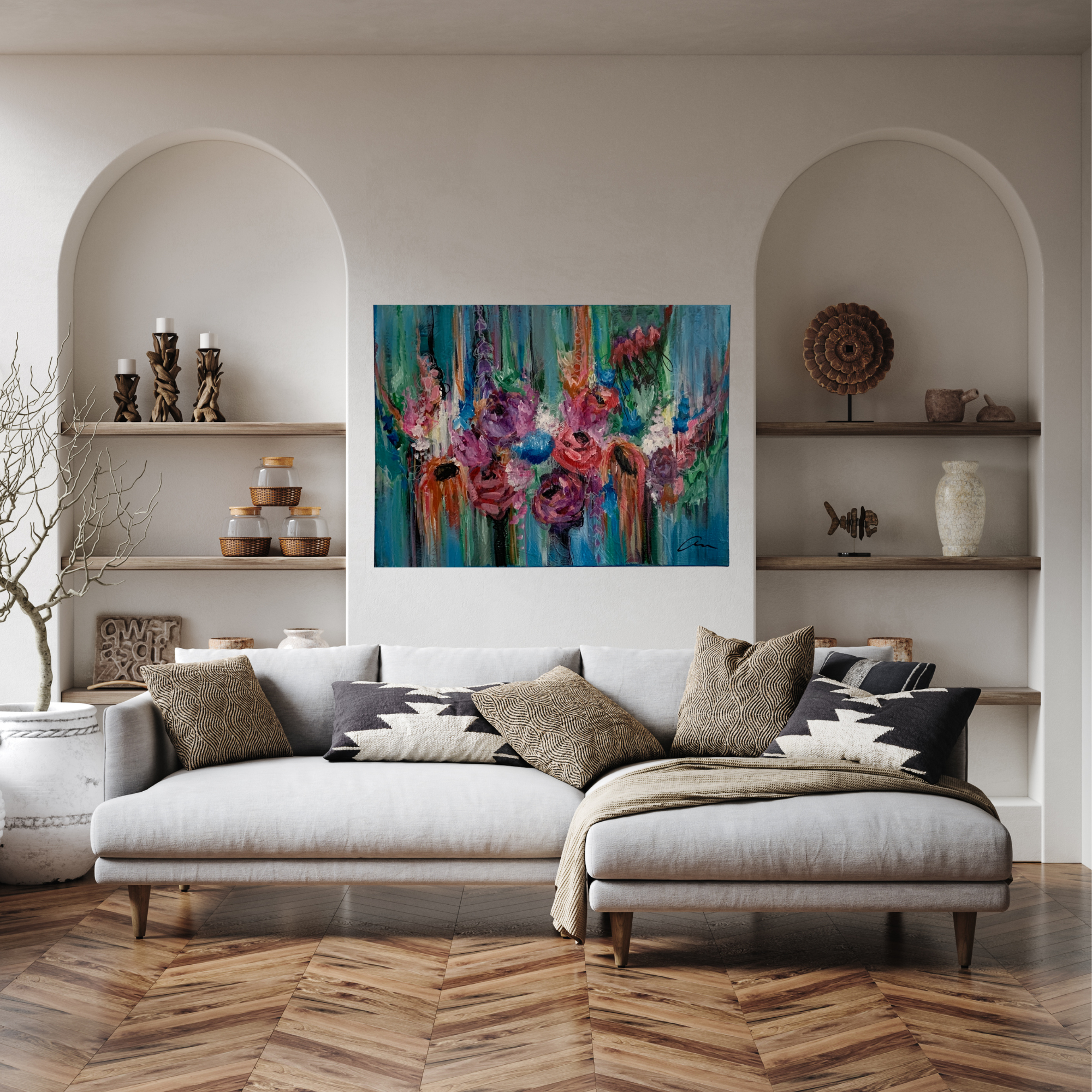 Run for the Roses - abstract expressionist painting by Alyssa Heather